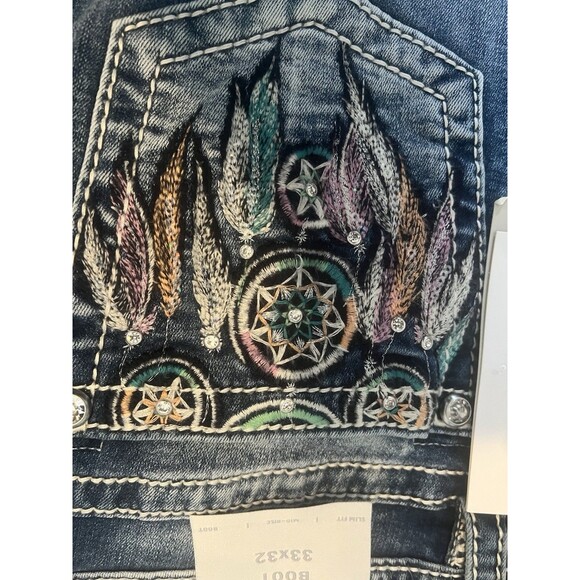 NEW WITH TAG MISS ME JEANS  BOOT CUT MID-RISE 33x32 Waist 33” - Picture 12 of 15